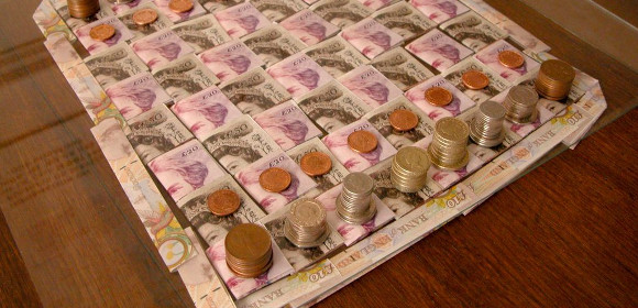 Chessboard made from money